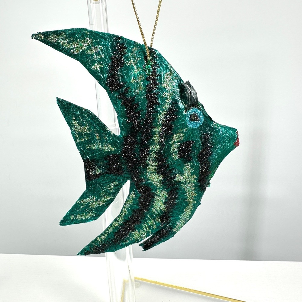 Angelfish Ornament Papermache/Pulp Shimmer Whimsical‎ Artsy Nautical